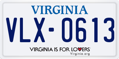 VA license plate VLX0613