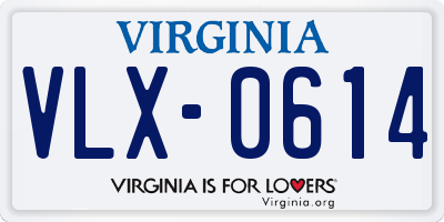 VA license plate VLX0614