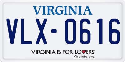 VA license plate VLX0616