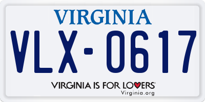 VA license plate VLX0617