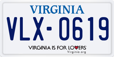 VA license plate VLX0619