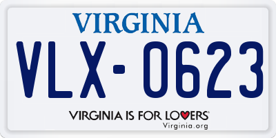 VA license plate VLX0623