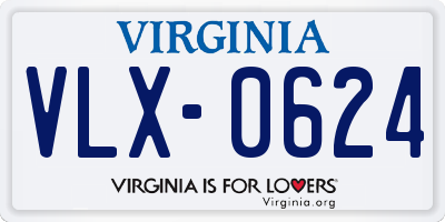 VA license plate VLX0624