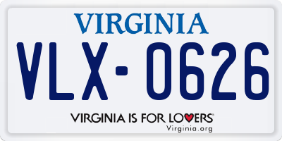 VA license plate VLX0626