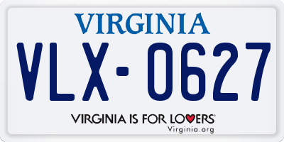 VA license plate VLX0627