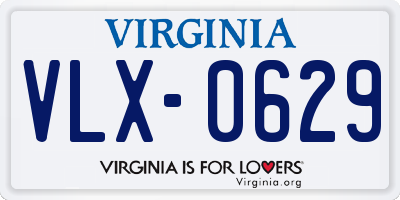 VA license plate VLX0629