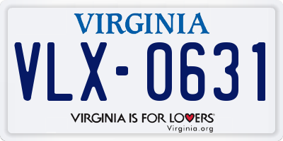 VA license plate VLX0631