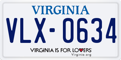 VA license plate VLX0634