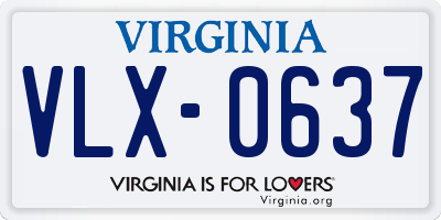 VA license plate VLX0637