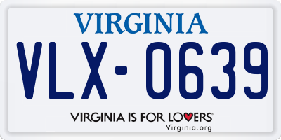 VA license plate VLX0639