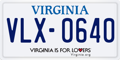 VA license plate VLX0640