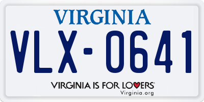 VA license plate VLX0641