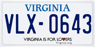 VA license plate VLX0643