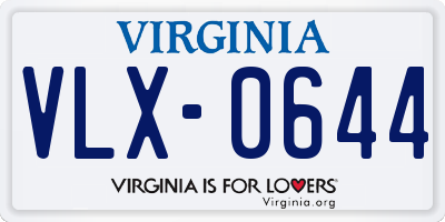 VA license plate VLX0644