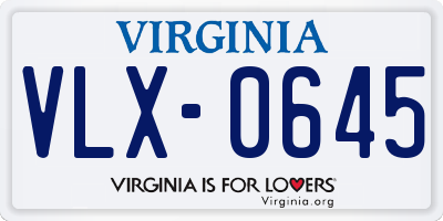 VA license plate VLX0645