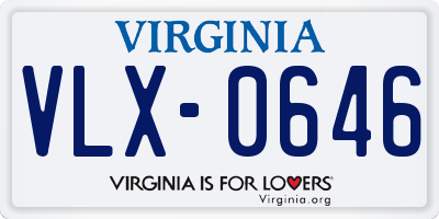 VA license plate VLX0646