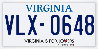 VA license plate VLX0648