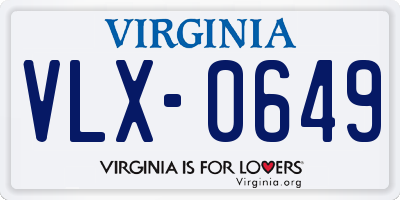 VA license plate VLX0649