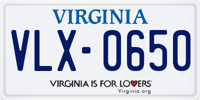 VA license plate VLX0650