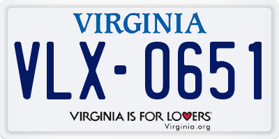 VA license plate VLX0651