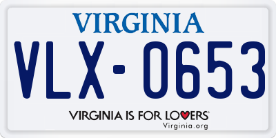 VA license plate VLX0653