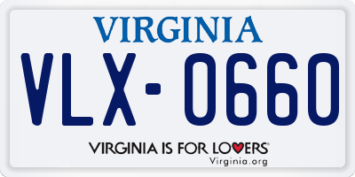 VA license plate VLX0660