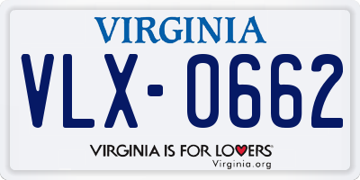 VA license plate VLX0662