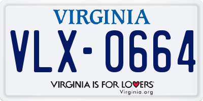 VA license plate VLX0664