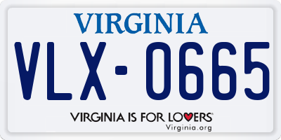 VA license plate VLX0665