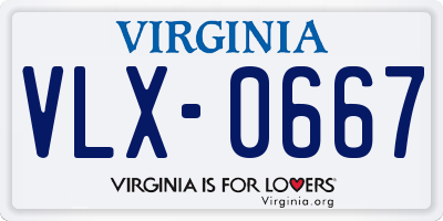 VA license plate VLX0667