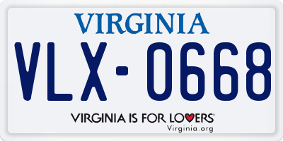 VA license plate VLX0668