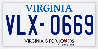 VA license plate VLX0669