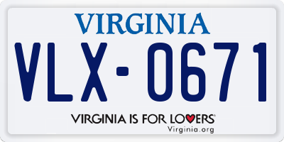 VA license plate VLX0671