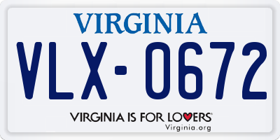 VA license plate VLX0672