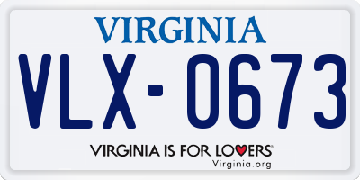 VA license plate VLX0673