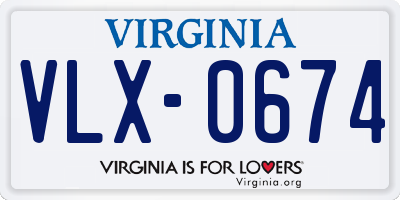 VA license plate VLX0674