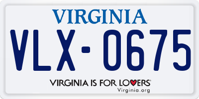 VA license plate VLX0675