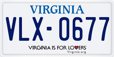 VA license plate VLX0677