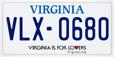 VA license plate VLX0680