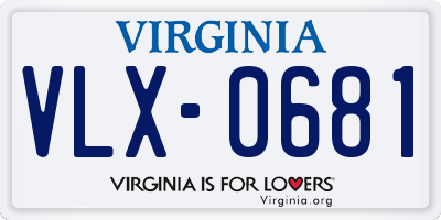 VA license plate VLX0681