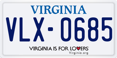 VA license plate VLX0685