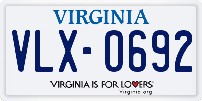 VA license plate VLX0692