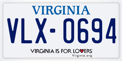 VA license plate VLX0694