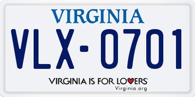 VA license plate VLX0701