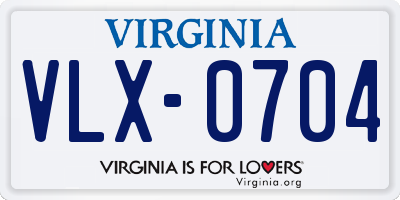 VA license plate VLX0704