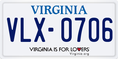 VA license plate VLX0706