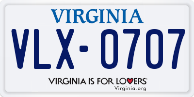 VA license plate VLX0707