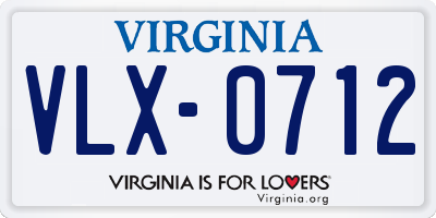 VA license plate VLX0712