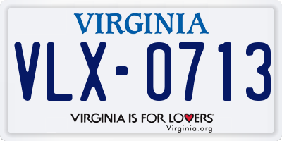 VA license plate VLX0713