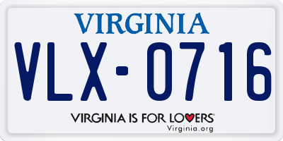 VA license plate VLX0716